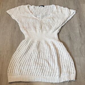 SHEIN White Crochet Knit Swim Coverup